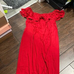 24/7 Comfort Apparel Bold Red Strapless Dress